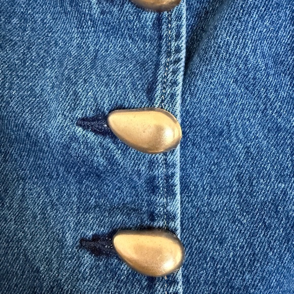 Meshki Lennox Strapless Denim Button Up Top in Dark Blue - Picture 4 of 6